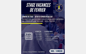 STAGES VACANCES FEVRIER