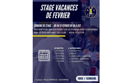STAGES VACANCES FEVRIER